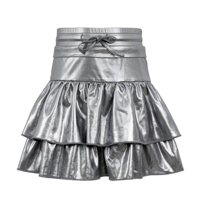 Lola + The Boys Bottoms Silver / 2 Metallic Ruffle Skort