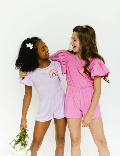 Lola + The Boys Bottoms Pink Terry Rainbow Romper