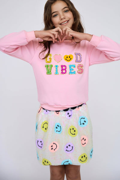 exclude-sale Bottoms Rainbow Emoji Sequin Skirt