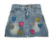 Lola + The Boys Bottoms Sparkle Heart Denim Skirt