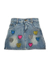 Lola + The Boys Bottoms Sparkle Heart Denim Skirt