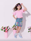 Lola + The Boys Bottoms Sparkle Heart Denim Skirt