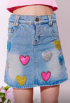 Lola + The Boys Bottoms Sparkle Heart Denim Skirt