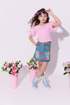 Lola + The Boys Bottoms Sparkle Heart Denim Skirt