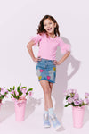 Lola + The Boys Bottoms Sparkle Heart Denim Skirt