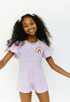 Lola + The Boys Bottoms Terry Rainbow Romper Lavender