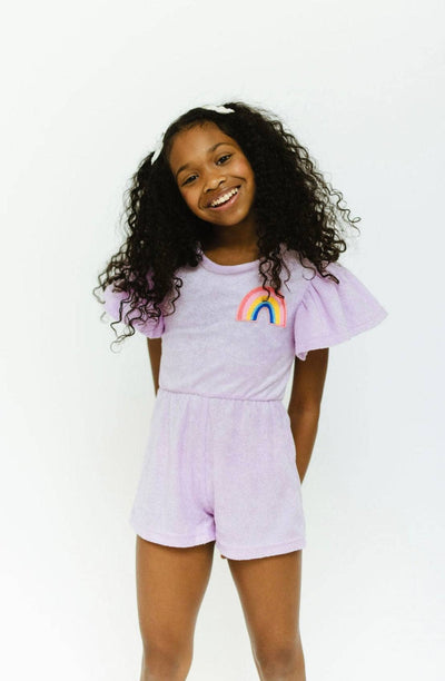 Lola + The Boys Bottoms Terry Rainbow Romper Lavender