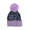 Lola + The Boys Lavender Confetti Sequin Pom Pom Beanies