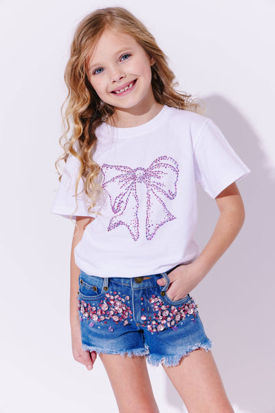 Lola + The Boys Crystal Bow Tshirt