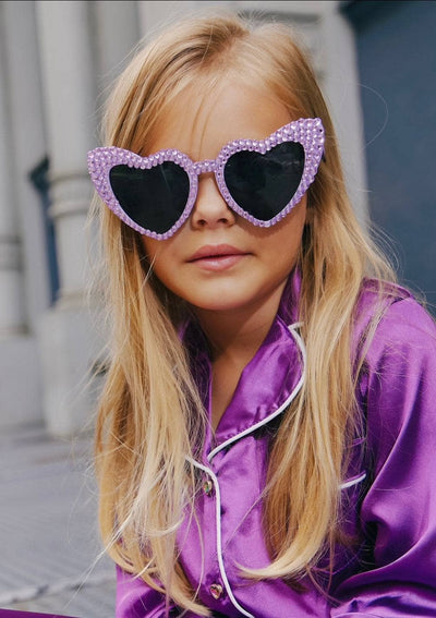 Lola + The Boys Crystal Encrusted Heart Sunnies