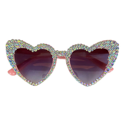 Lola + The Boys Pink Crystal Encrusted Heart Sunnies