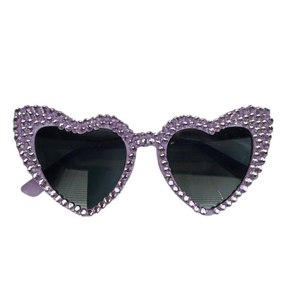 Lola + The Boys Lavender Crystal Encrusted Heart Sunnies