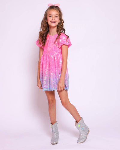 Lola + The Boys Dress 1 Bubble Gum Shimmer Sequin Dress