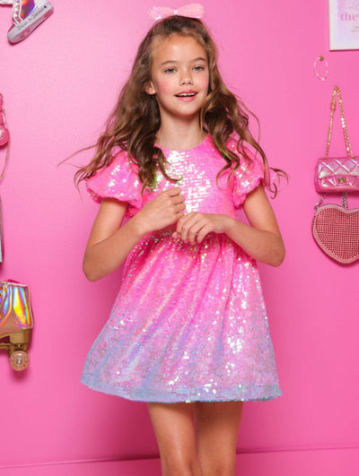 Lola + The Boys Dress Bubble Gum Shimmer Sequin Dress