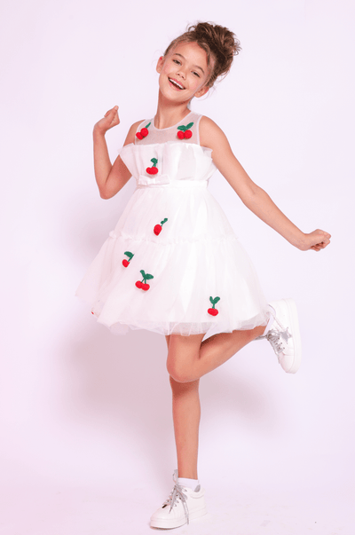 Lola + The Boys Dress Cherry Pompom Tulle Dress