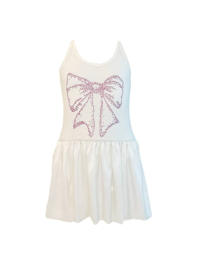 exclude-new-arriv Dress White / 4 Crystal Bow Bubble Dress