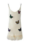 Lola + The Boys Dress Crystal Butterfly Feather Trims Dress