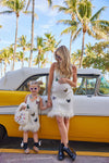 Lola + The Boys Dress Crystal Butterfly Feather Trims Dress