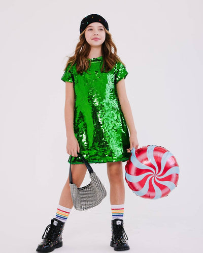 Lola + The Boys Dress Emerald Sparkle Sequin Dress