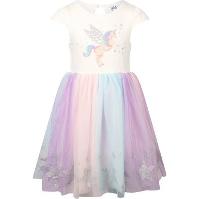 Lola + The Boys Dress Glitter Wing Unicorn Pastel Dress