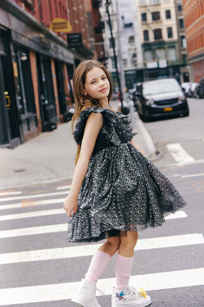 Lola + The Boys Dress Gold Lame Stars Tulle Dress