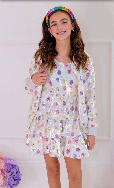 lola-spring Dress Happy Emoji Sequin Bomber