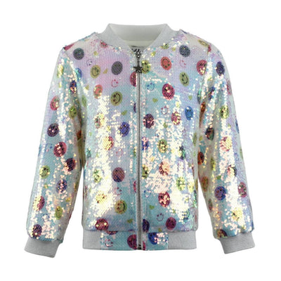 Lola + The Boys Dress 2 Happy Emoji Sequin Bomber