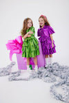 Lola + The Boys Dress Iridescent Emerald Bow Dress