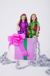 Lola + The Boys Dress Iridescent Emerald Bow Dress