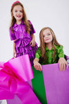 Lola + The Boys Dress Iridescent Emerald Bow Dress