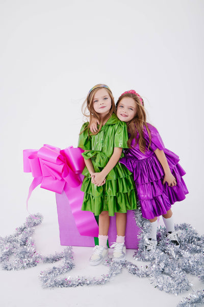 Lola + The Boys Dress Iridescent Pink Bow Dress