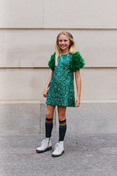 Lola + The Boys Dress Jade Feather Party Dress