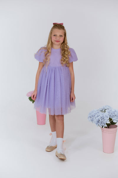 exclude-sale Dress Lavender Crystal Pearl Tulle Dress