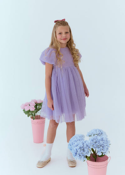 exclude-sale Dress Lavender Crystal Pearl Tulle Dress