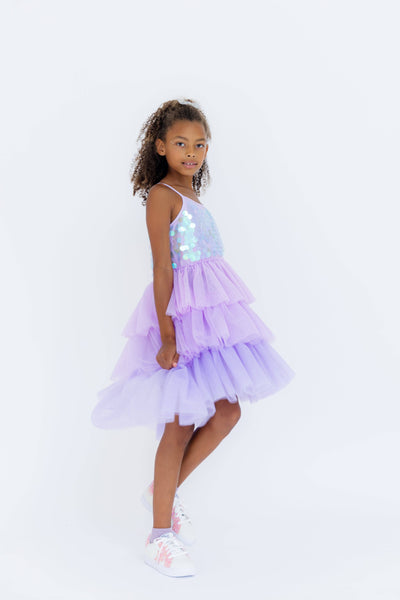 exclude-new-arriv Dress Lavender Paillette Ombre Tutu Dress