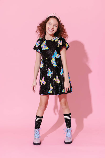 Lola + The Boys Dress Magic Butterfly Sequin Dress