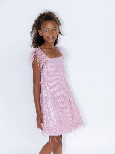 exclude-new-arriv Dress Mila Feather Party Dress