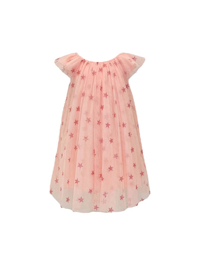 Lola + The Boys Dress Peach Sparkle Star Tulle Dress