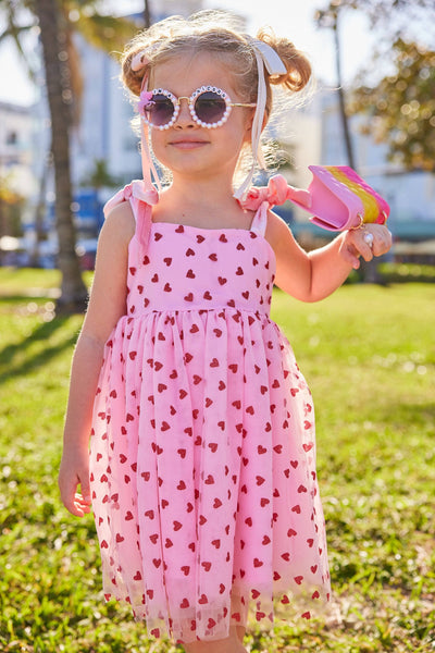 Lola + The Boys Dress Pink Hearts Tank Dress