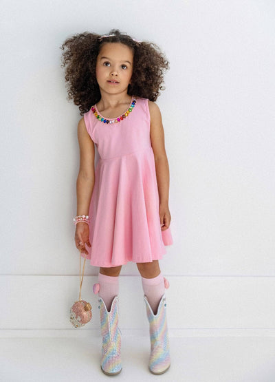 Lola + The Boys Dress Pink Rainbow Gems Tank Dress