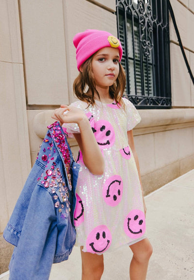 Lola + The Boys Dress Pinkie Happy Emoji Dress