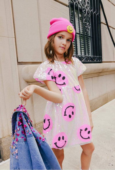 Lola + The Boys Dress Pinkie Happy Emoji Dress