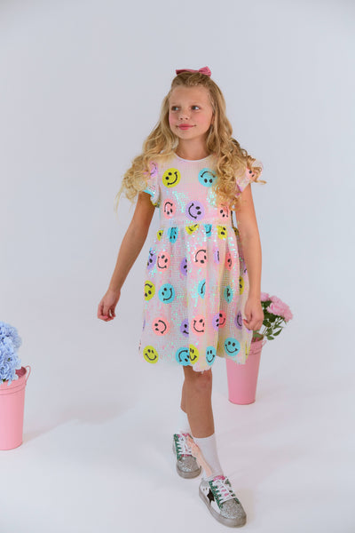 exclude-sale Dress Rainbow Emoji Sequin Dress