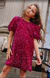 exclude-new-arriv Dress Raspberry Velvet Shimmer Dress