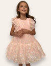 Lola + The Boys Dress Sequin Daisy Ruffle Tulle Dress