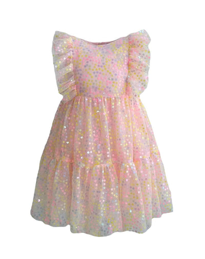 Lola + The Boys Dress Sequin Daisy Ruffle Tulle Dress