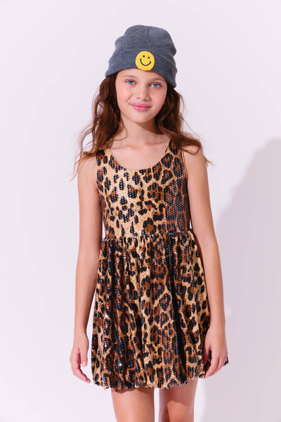 Lola + The Boys Dress Sequin Leopard Bubble Dress