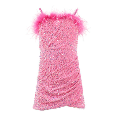 Lola + The Boys Dress 4 Shimmer Feather Mini Dress