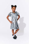 exclude-new-arriv Dress Sparkling Silver Sequin Bow Dress