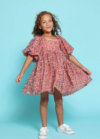 Lola + The Boys Dress Strawberry Birthday Cake Sequin Dress